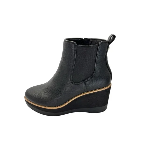 Kelly &‎ Katie Black Wedge Heel Ankle Booties Womens 7.5M - Picture 2 of 6
